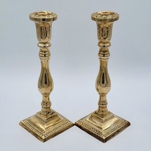 Vintage Brass Candlesticks Pair Ornate Design #1939